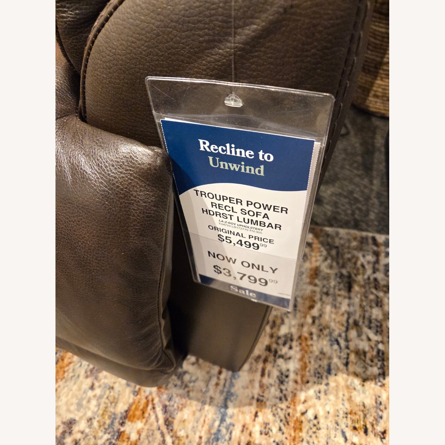 La-Z-Boy Trouper Leather Recliner Sofa  - image-2