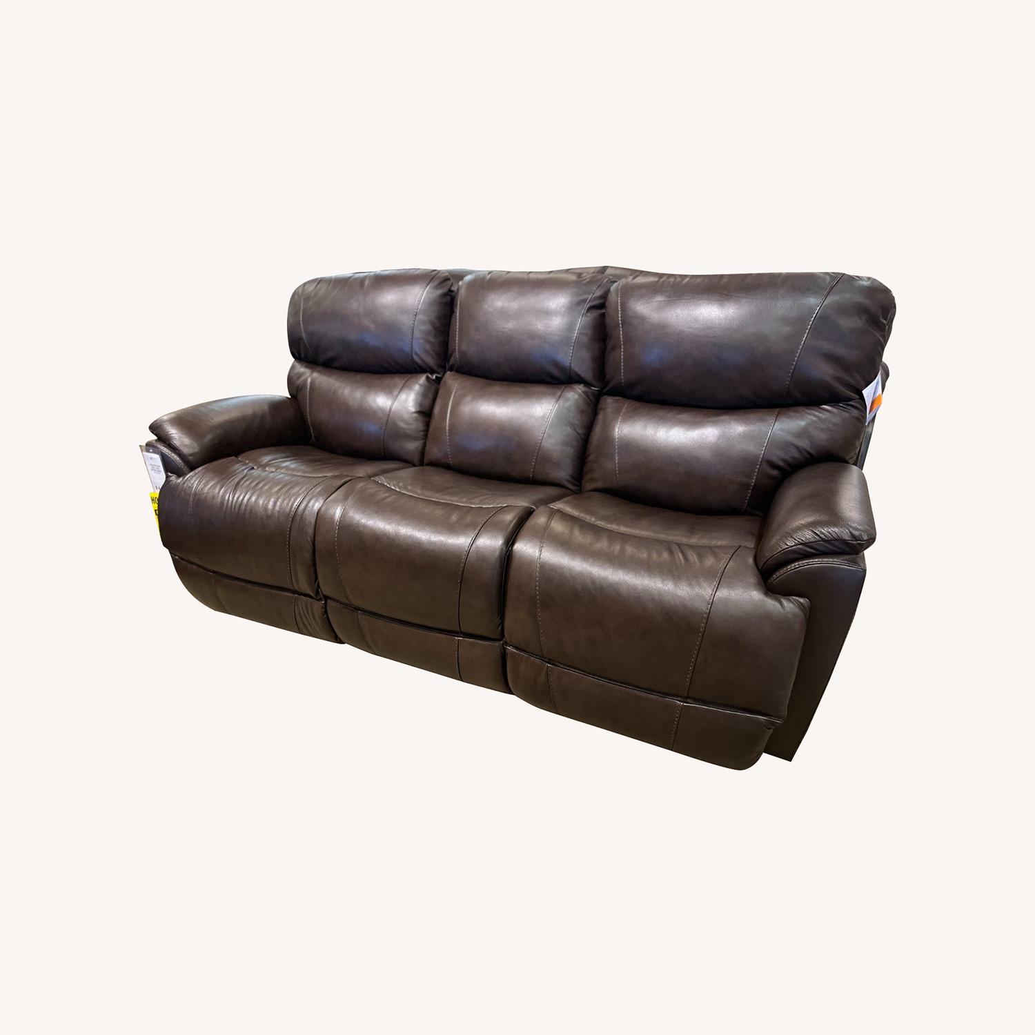 La-Z-Boy Trouper Leather Recliner Sofa  - image-0