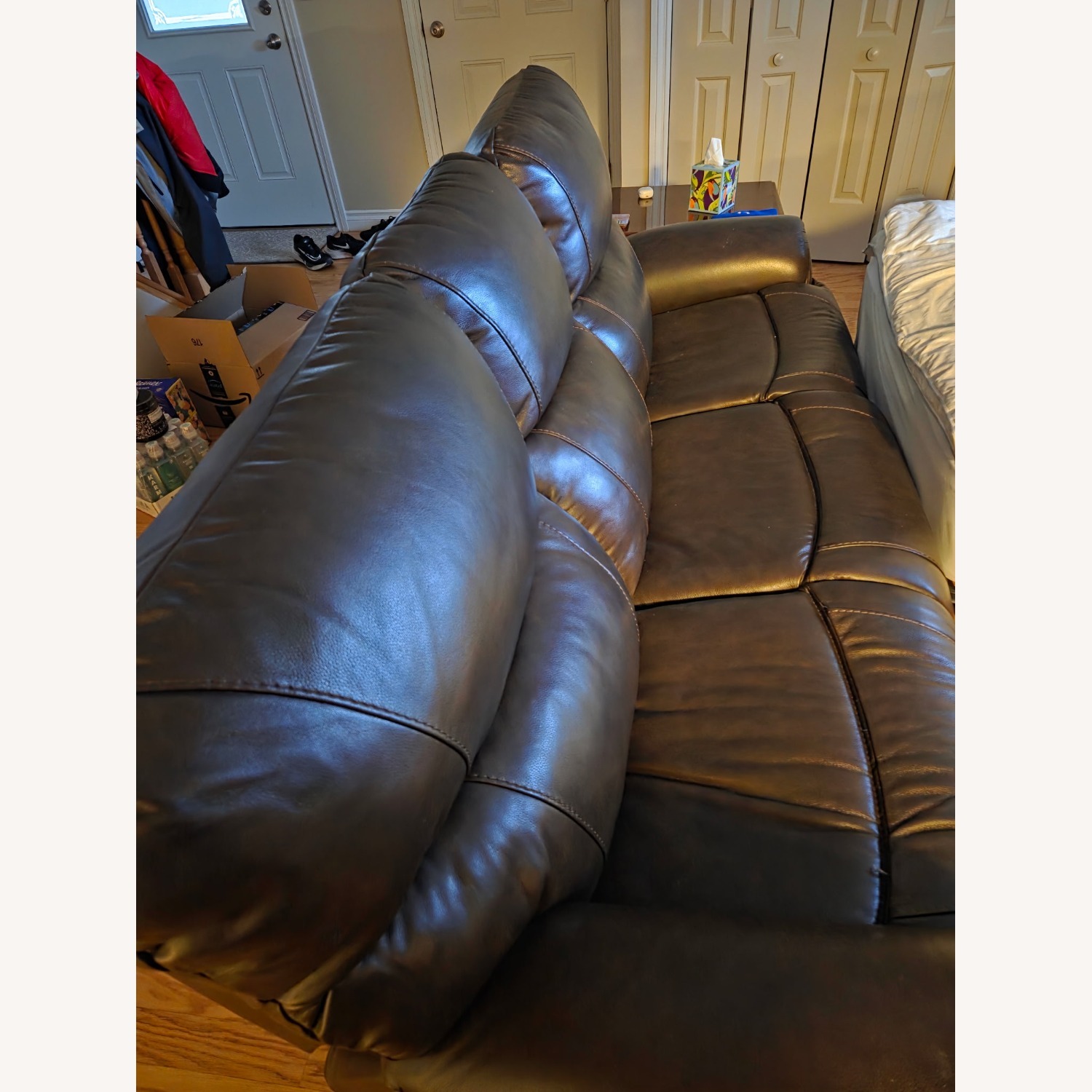 La-Z-Boy Trouper Leather Recliner Sofa  - image-1