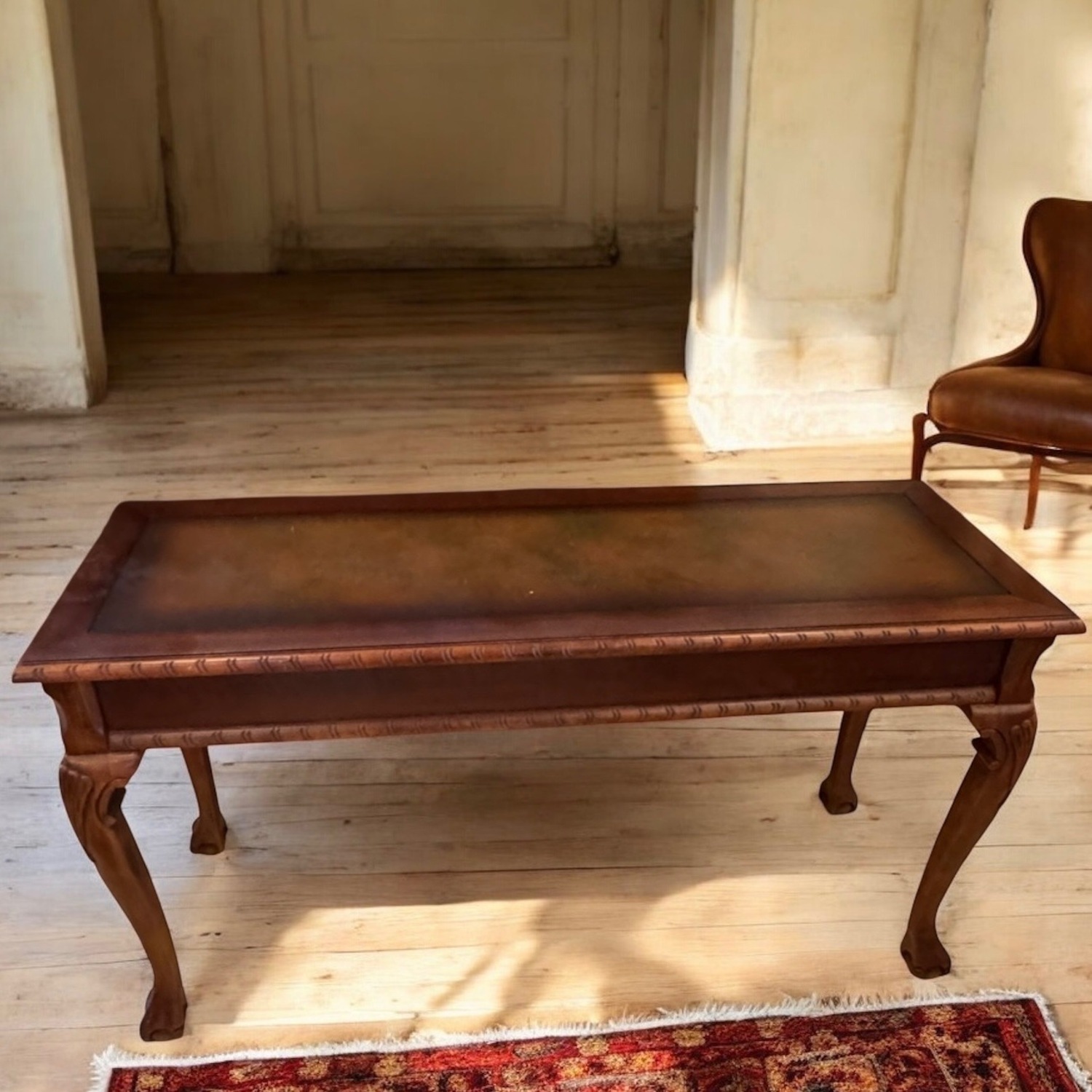 Traditional Chippendale Vintage Wood Console Table - image-1