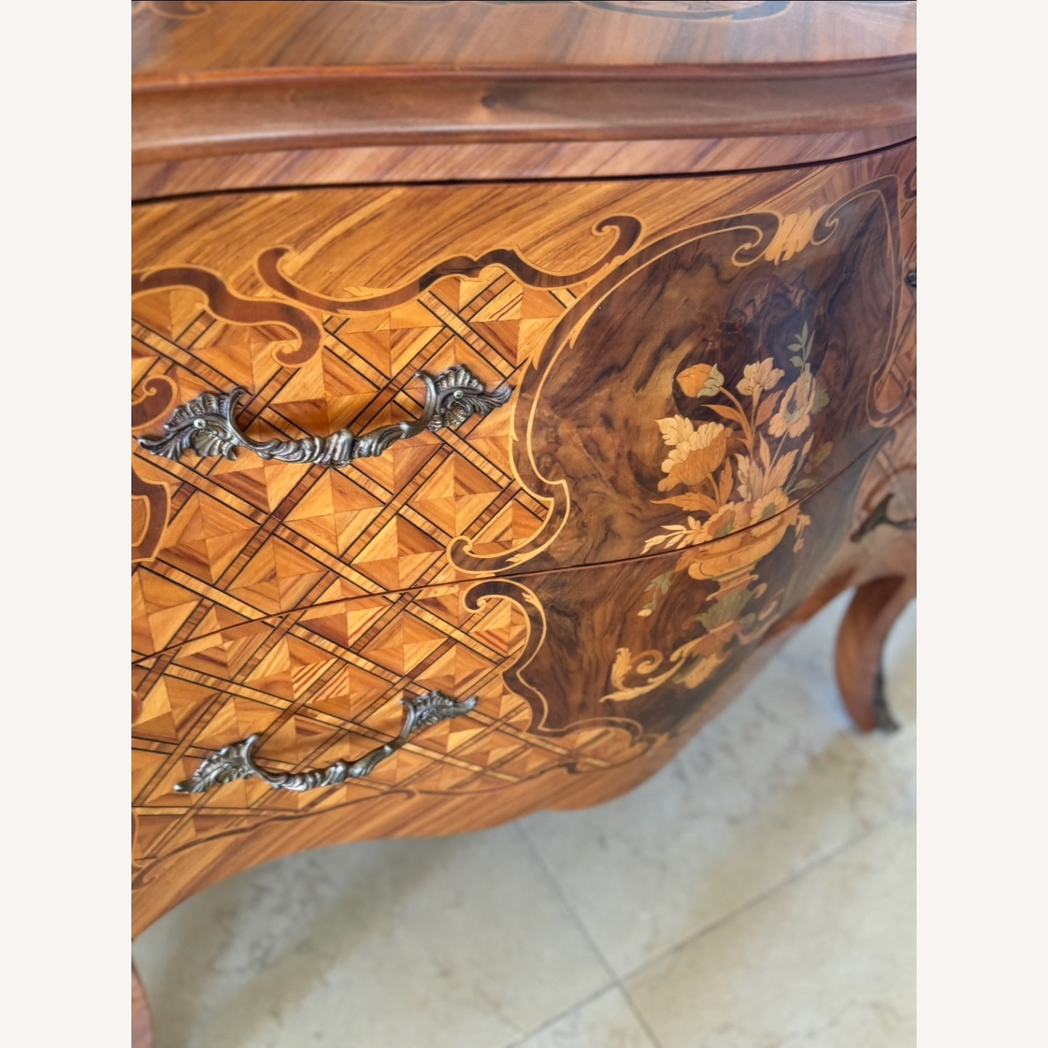 French Louis XV Style Vintage Wood Commode Cabinet - image-8