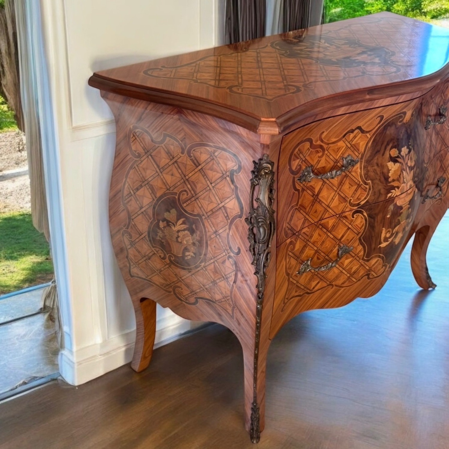 French Louis XV Style Vintage Wood Commode Cabinet - image-3