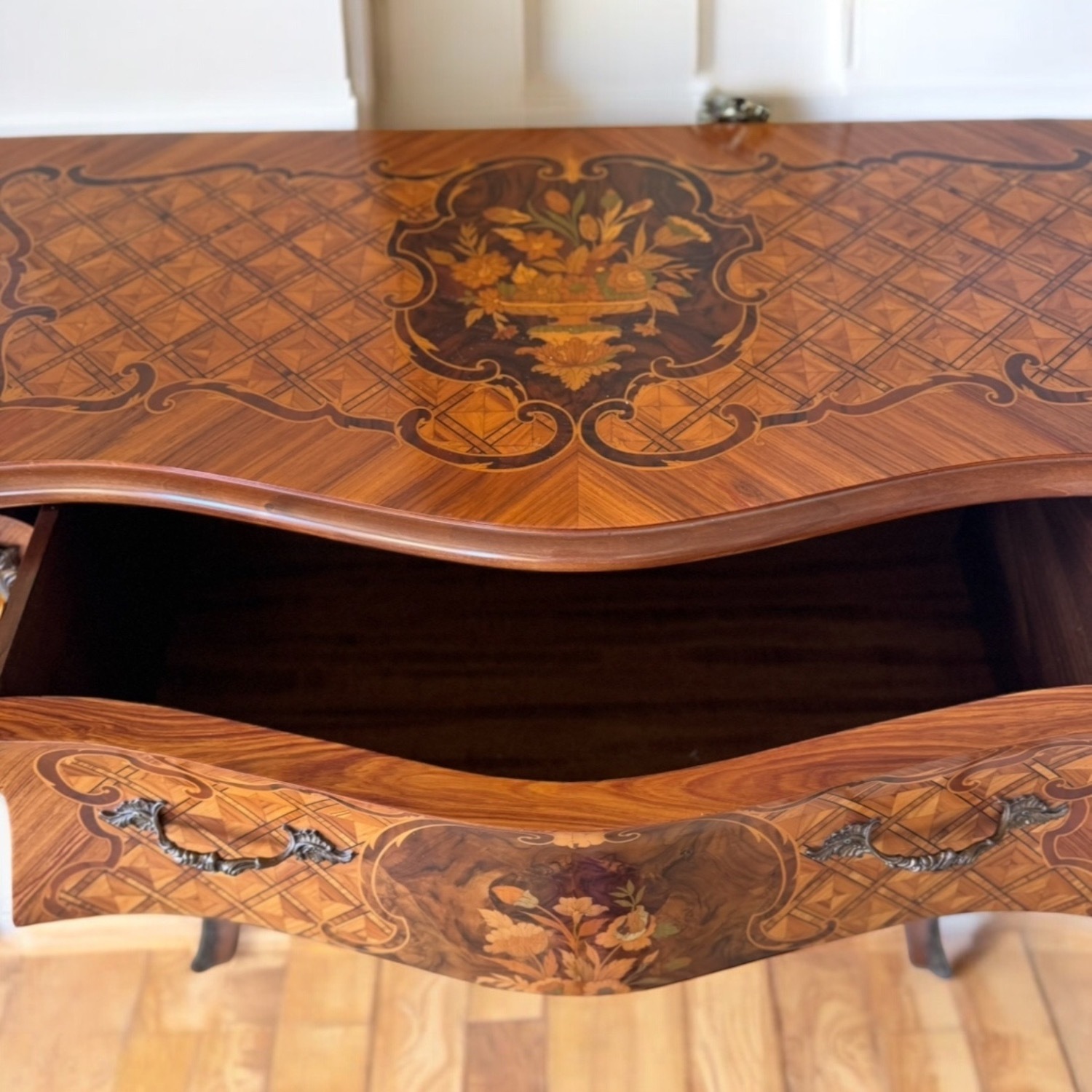 French Louis XV Style Vintage Wood Commode Cabinet - image-2