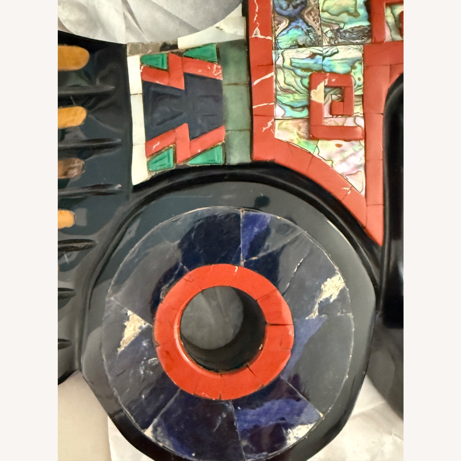 Mexican Onyx Mask w Semi Precious Stones - image-4