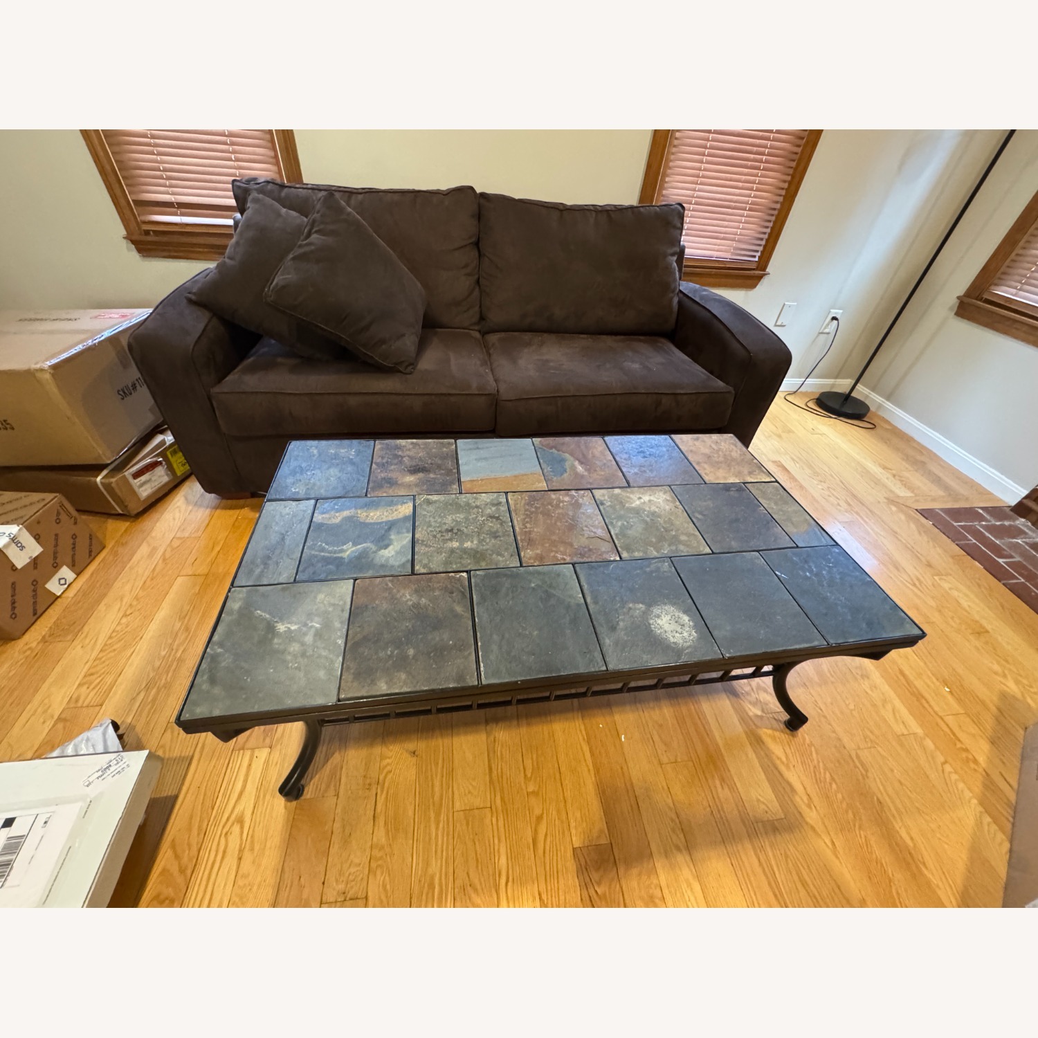 Jordan's Slate Tile Metal Coffee Table with Shelf