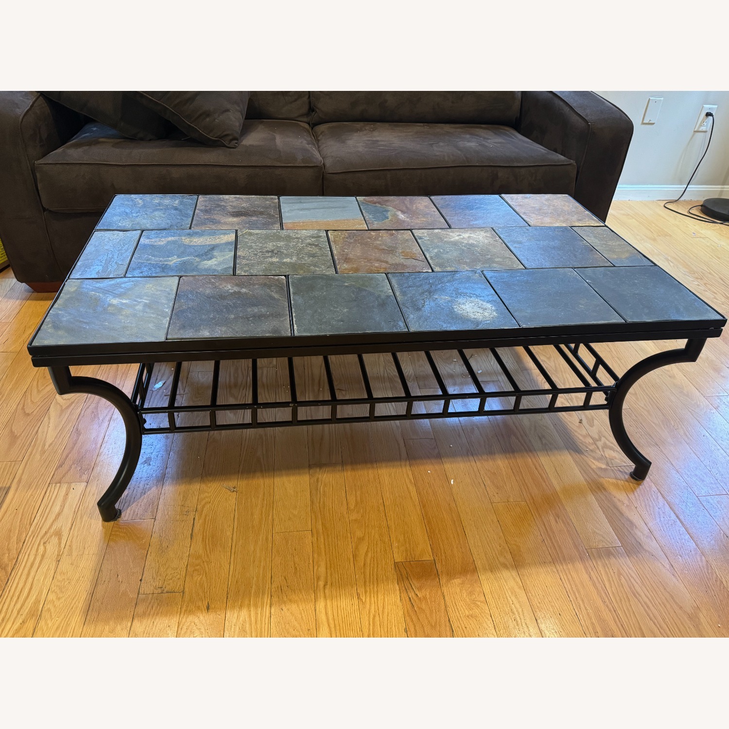 Jordan's Slate Tile Metal Coffee Table with Shelf