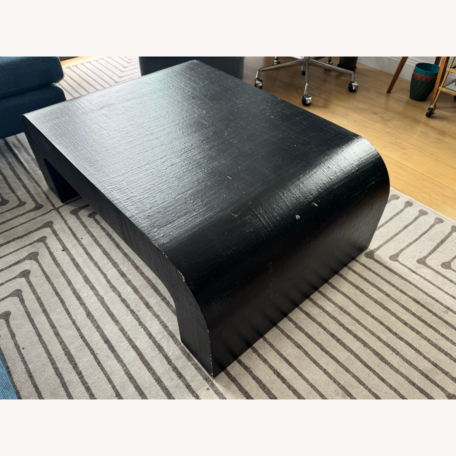 CB2 Crescent 46" Square Black Resin Coffee Table - image-1