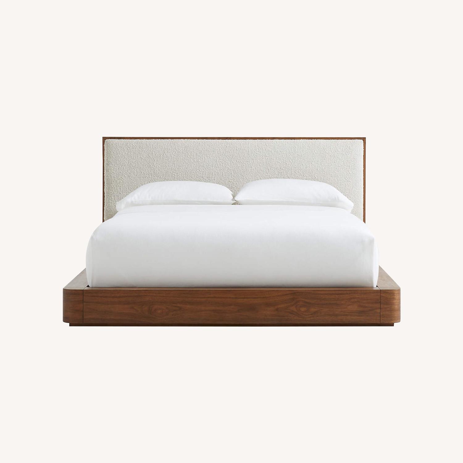 Crate & Barrel Milano Natural Walnut Upholstered King Bed - image-0