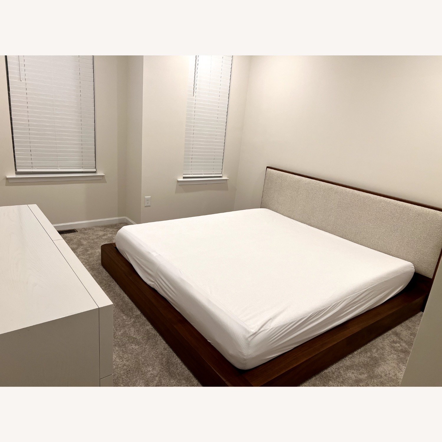 Crate & Barrel Milano Natural Walnut Upholstered King Bed - image-2