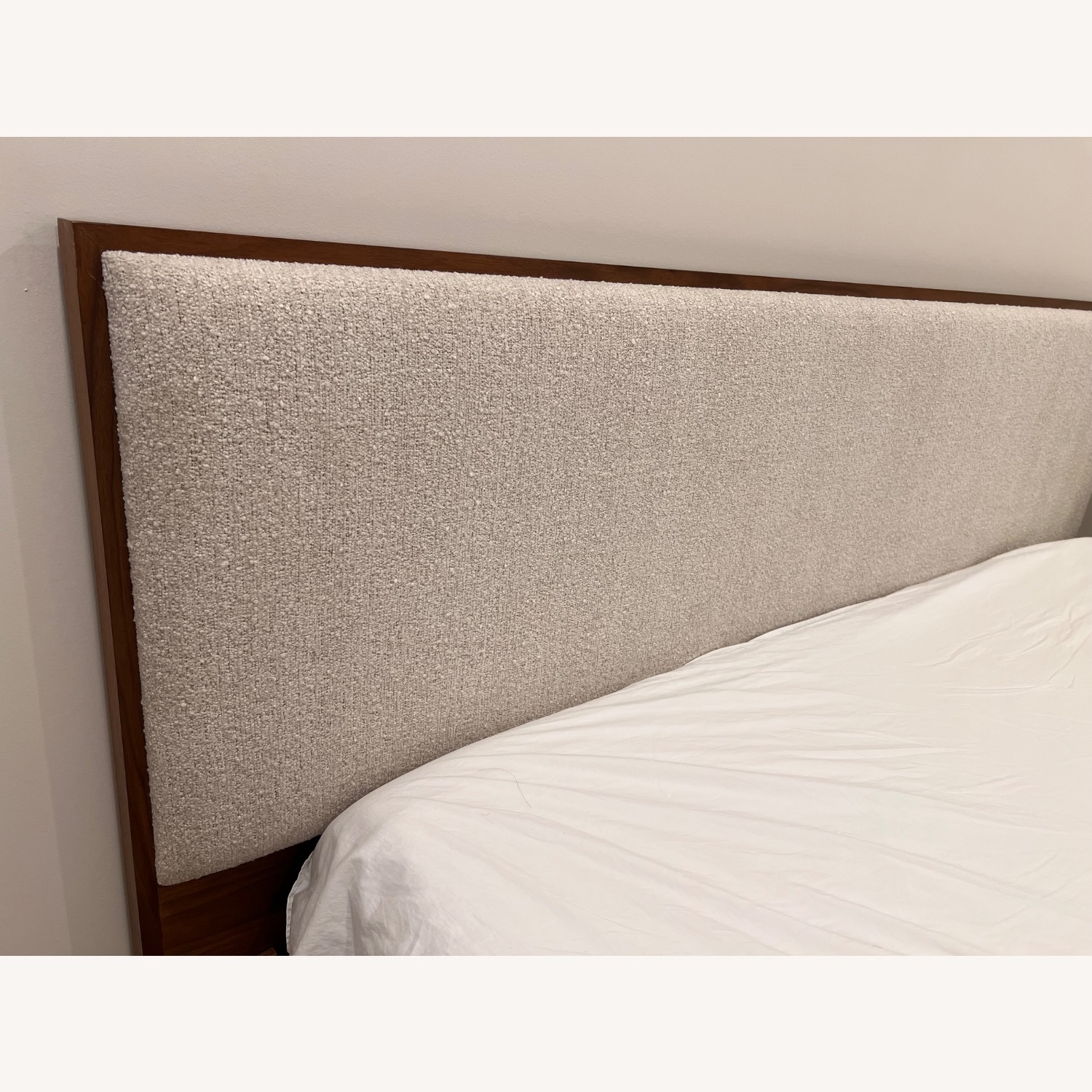 Crate & Barrel Milano Natural Walnut Upholstered King Bed - image-7
