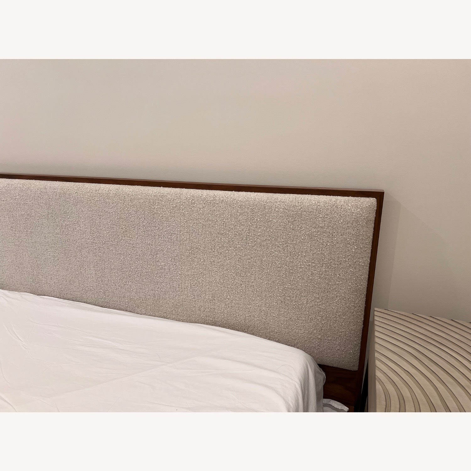 Crate & Barrel Milano Natural Walnut Upholstered King Bed - image-6