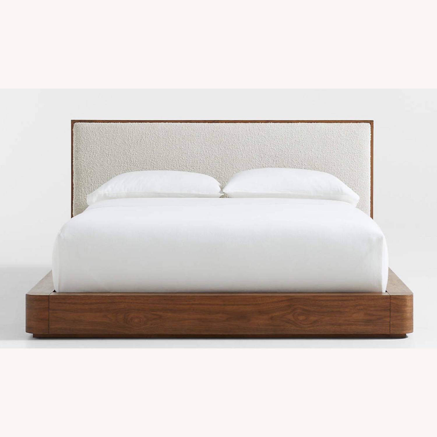 Crate & Barrel Milano Natural Walnut Upholstered King Bed - image-1