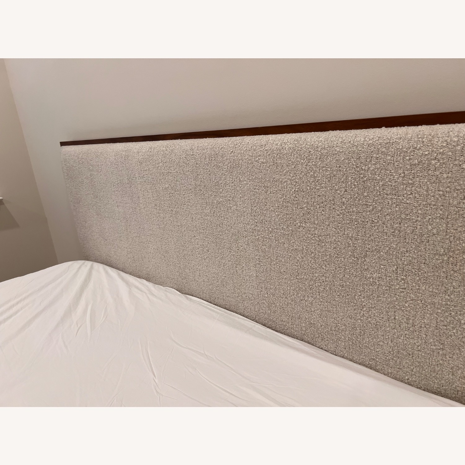 Crate & Barrel Milano Natural Walnut Upholstered King Bed - image-8