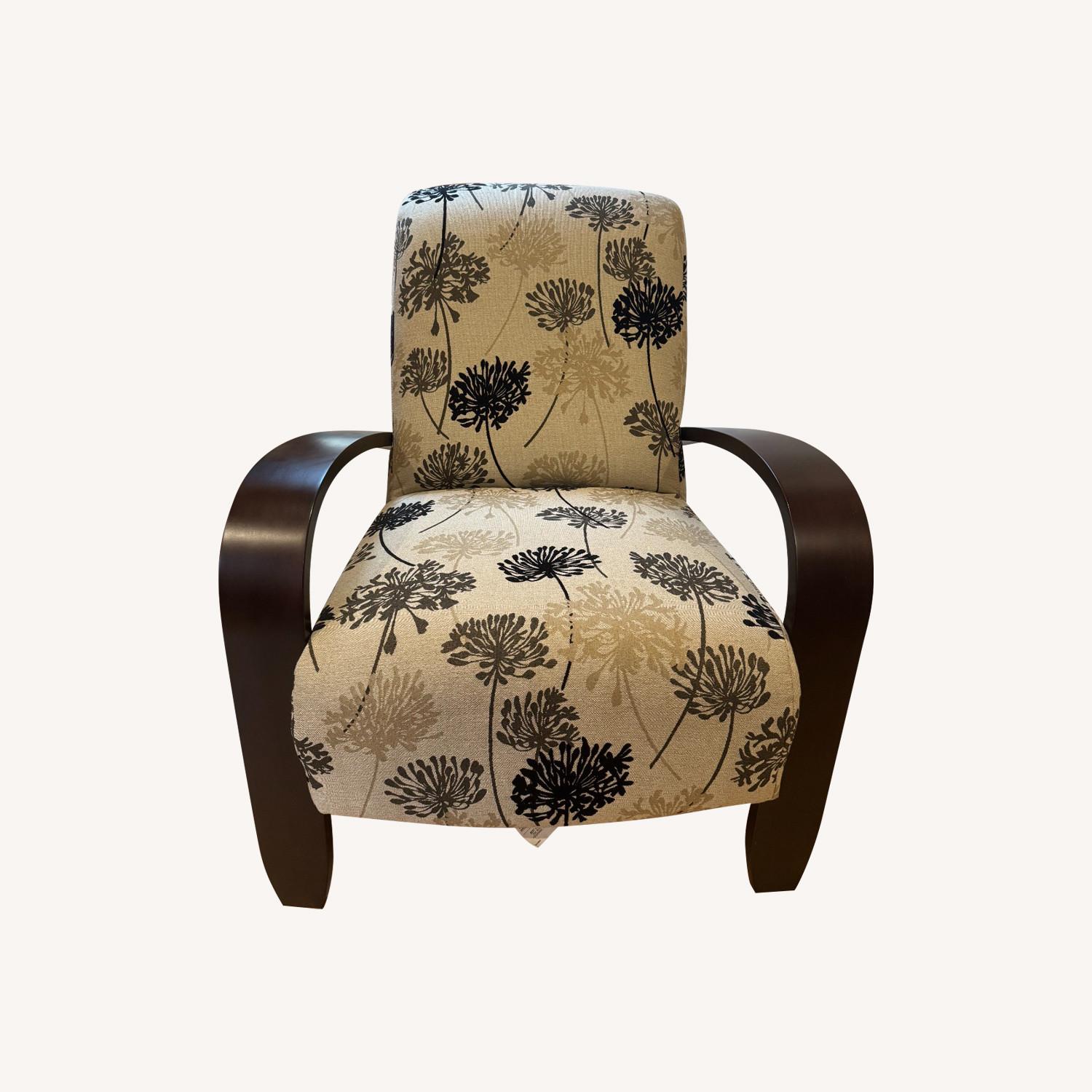 Jordan's Floral Accent Chair with Curved Wood Arms - image-0