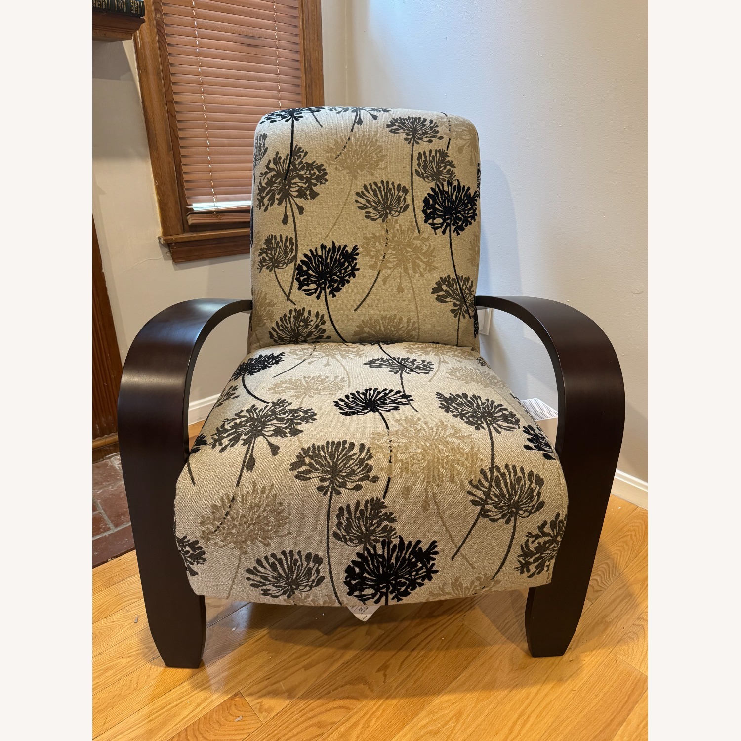 Jordan's Floral Accent Chair with Curved Wood Arms - image-2