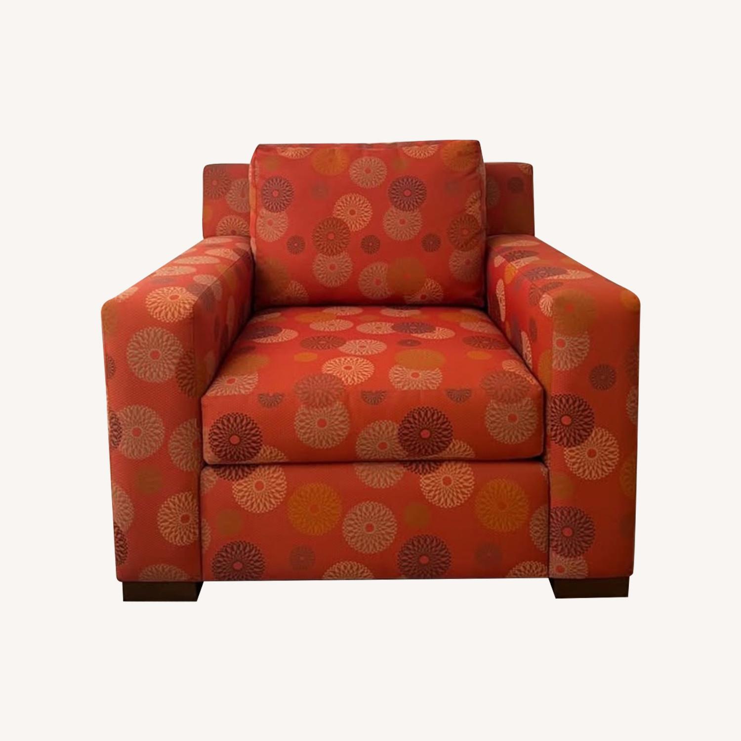 Custom Upholstered Orange Living Room Chair - image-0