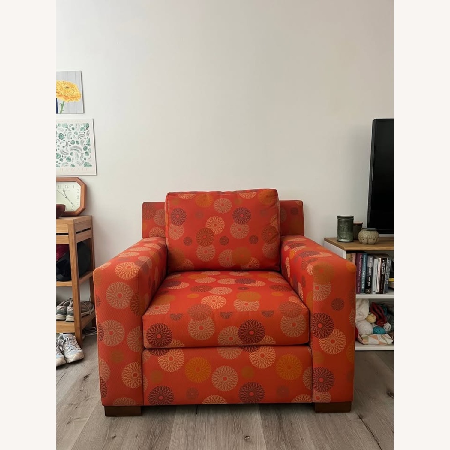 Custom Upholstered Orange Living Room Chair - image-1