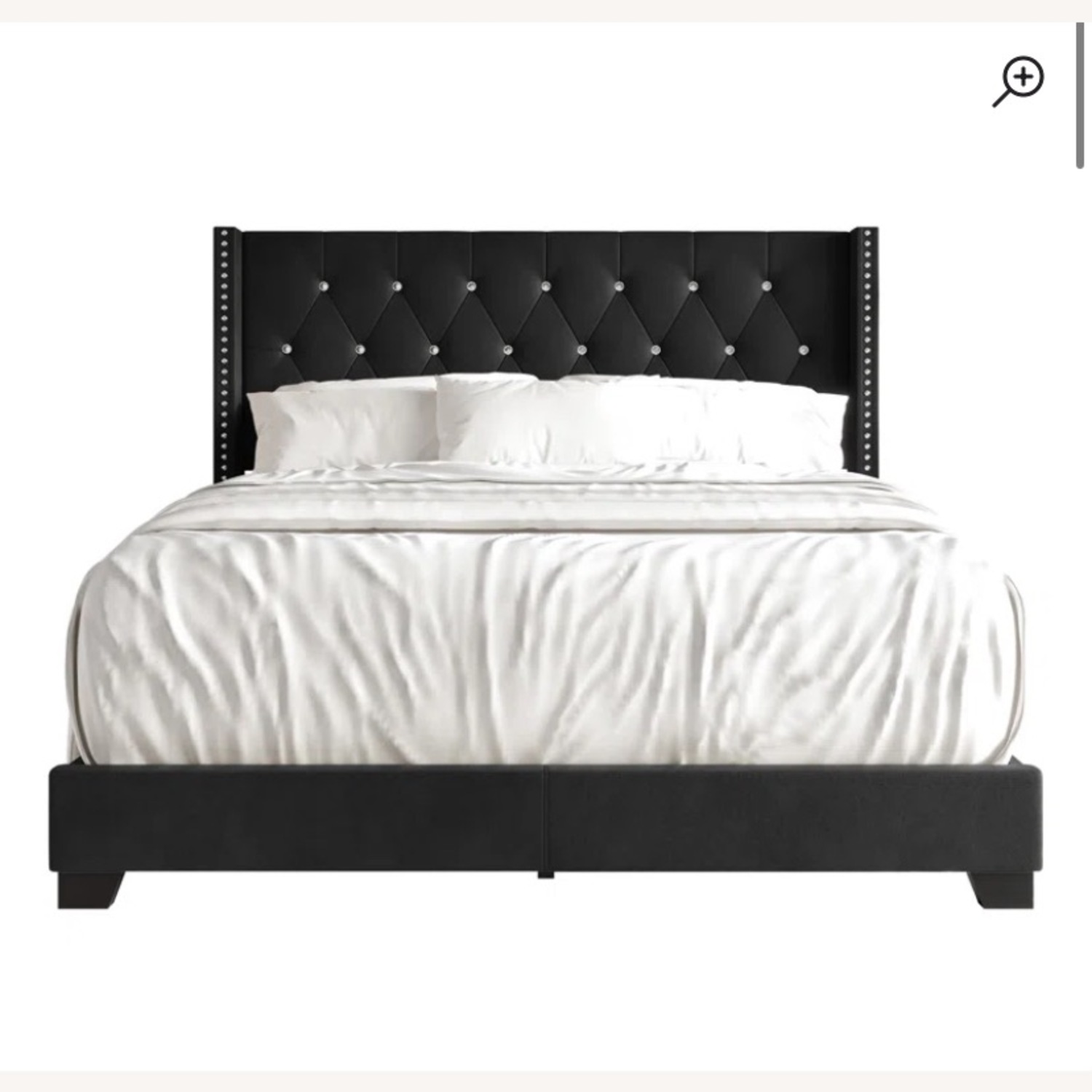 Wayfair Queen Size Bed Black Upholstered with Wingback - image-2
