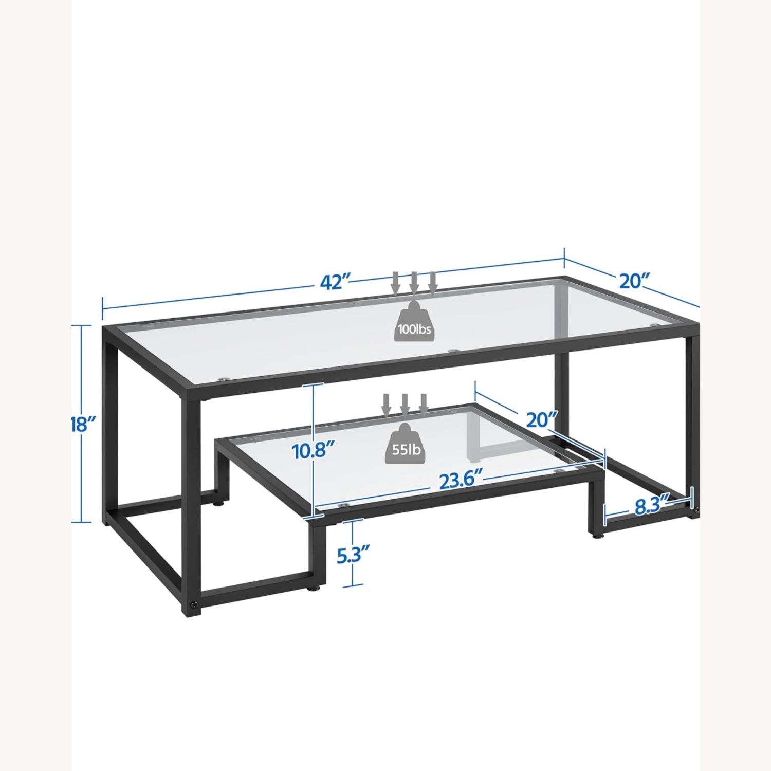 Amazon Nafort Glass Coffee Table - image-2