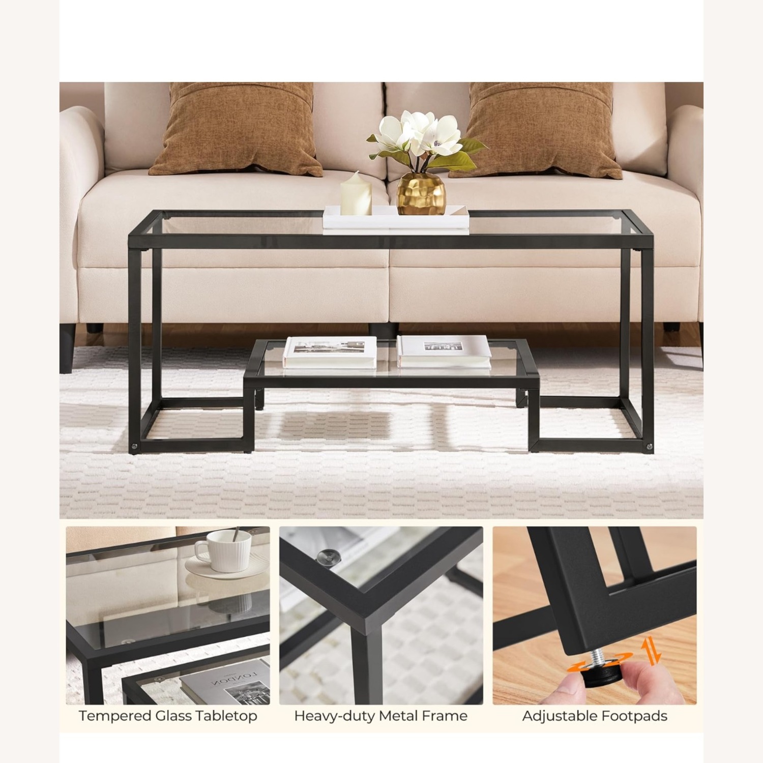 Amazon Nafort Glass Coffee Table - image-1
