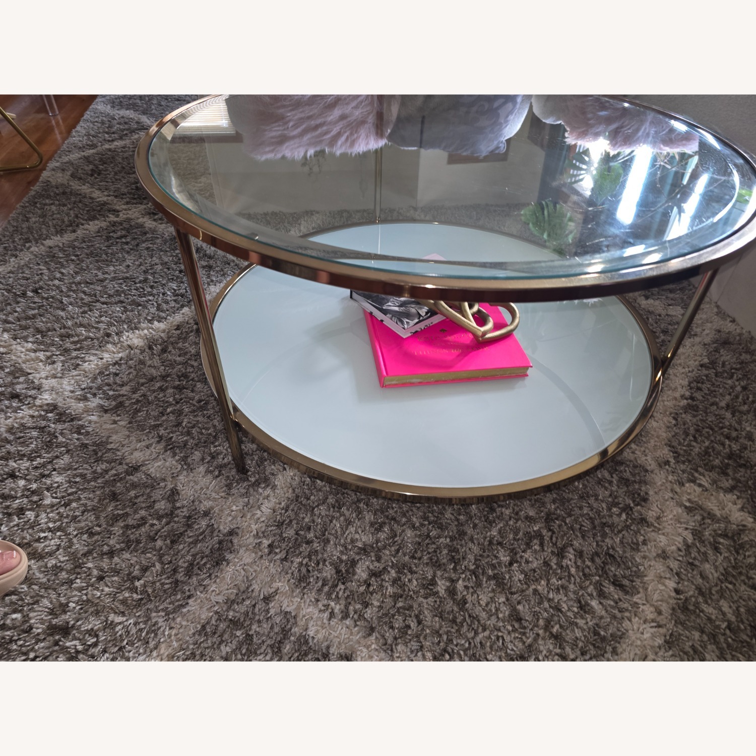 Wayfair Linvel Antique Rose Glass Coffee Table - image-1