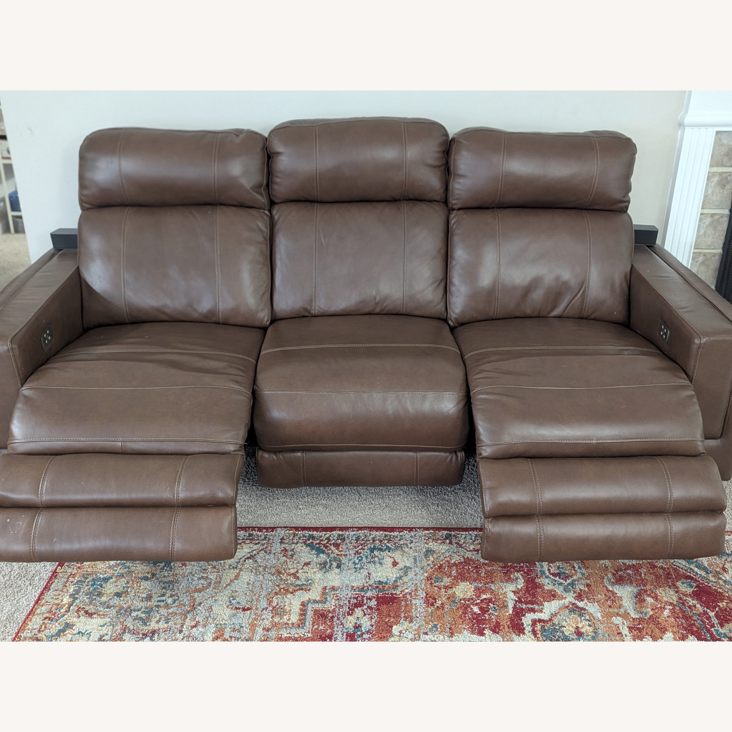 Value City Oliver Dual-Power Reclining Sofa Brown - image-2