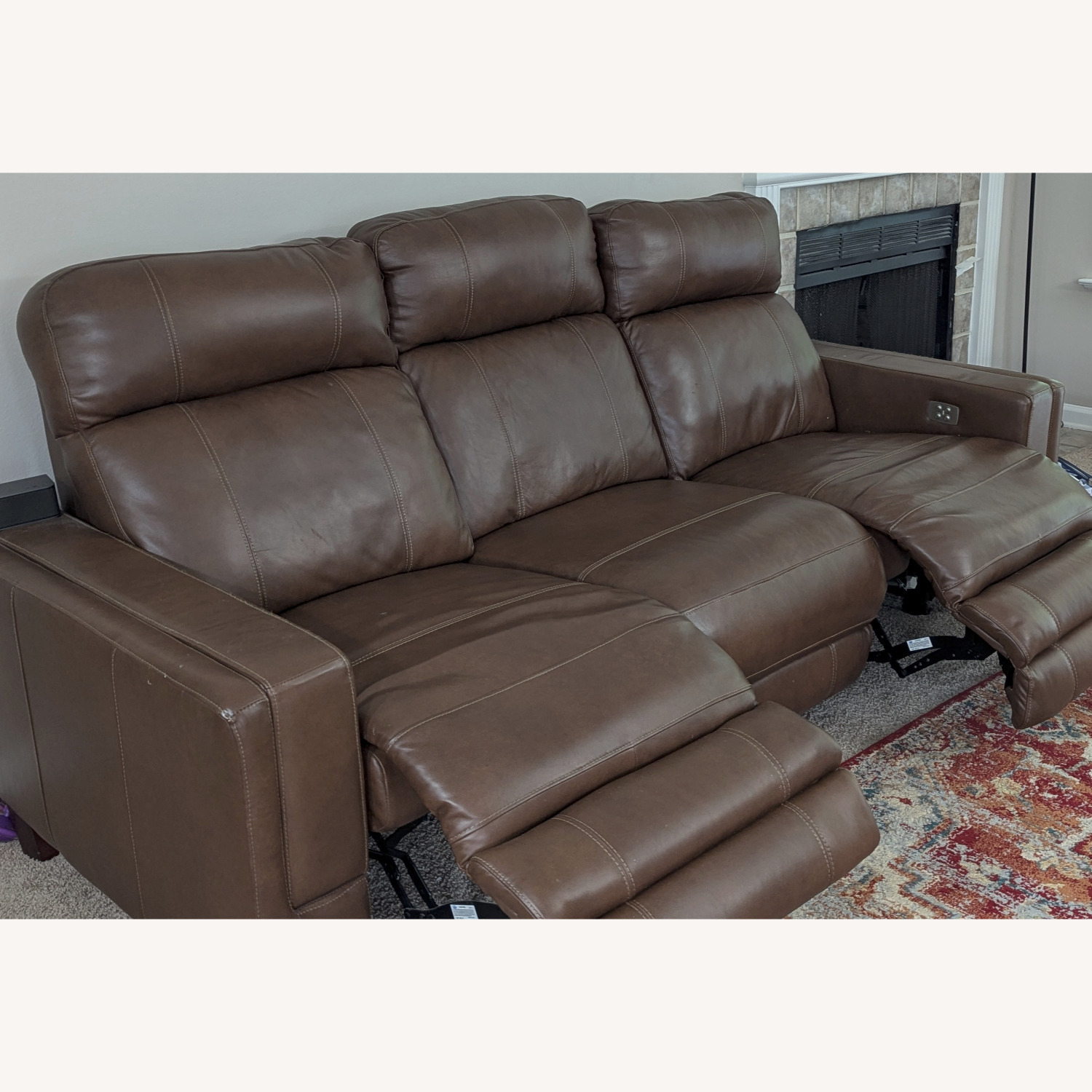 Value City Oliver Dual-Power Reclining Sofa Brown - image-3