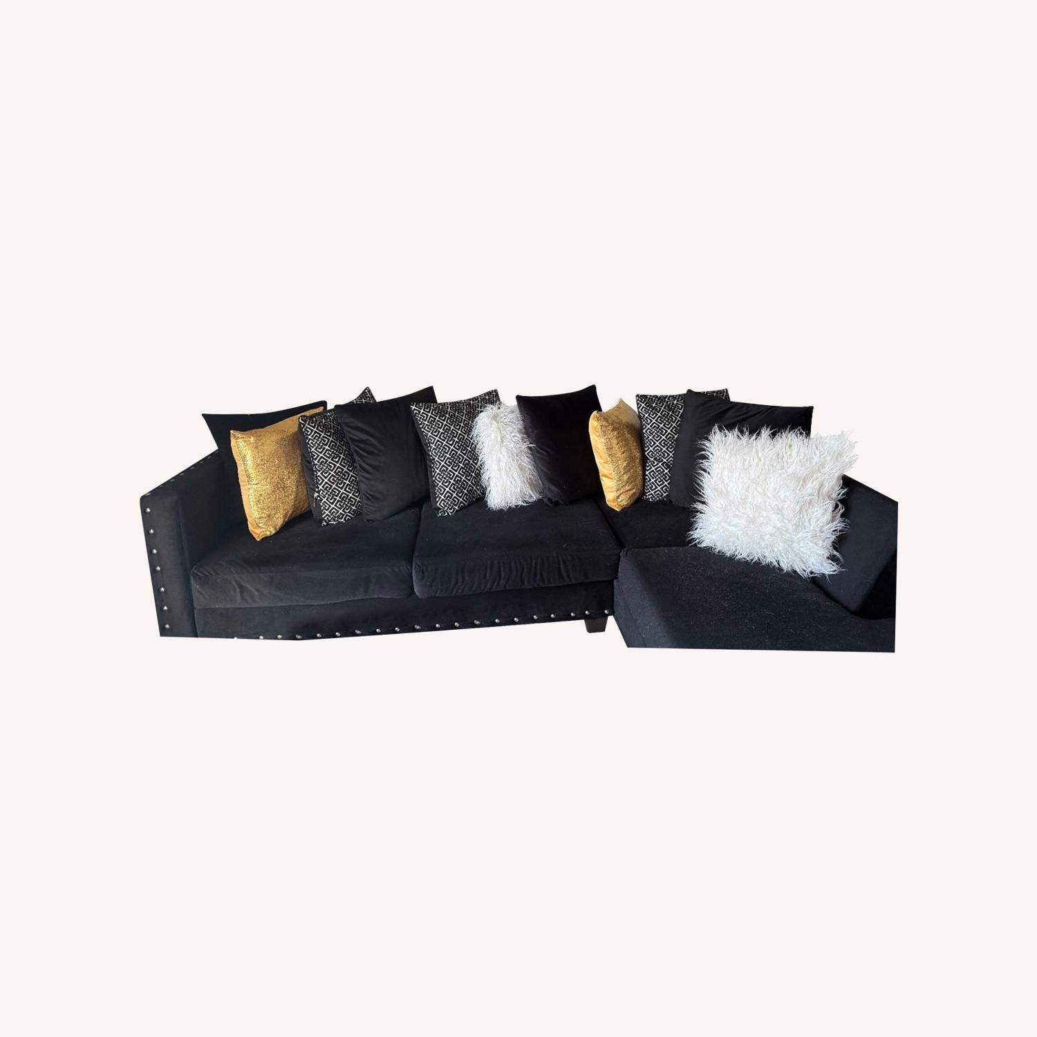Black Velvet Sectional - image-0