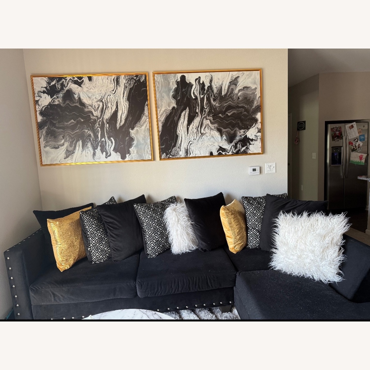 Black Velvet Sectional - image-2