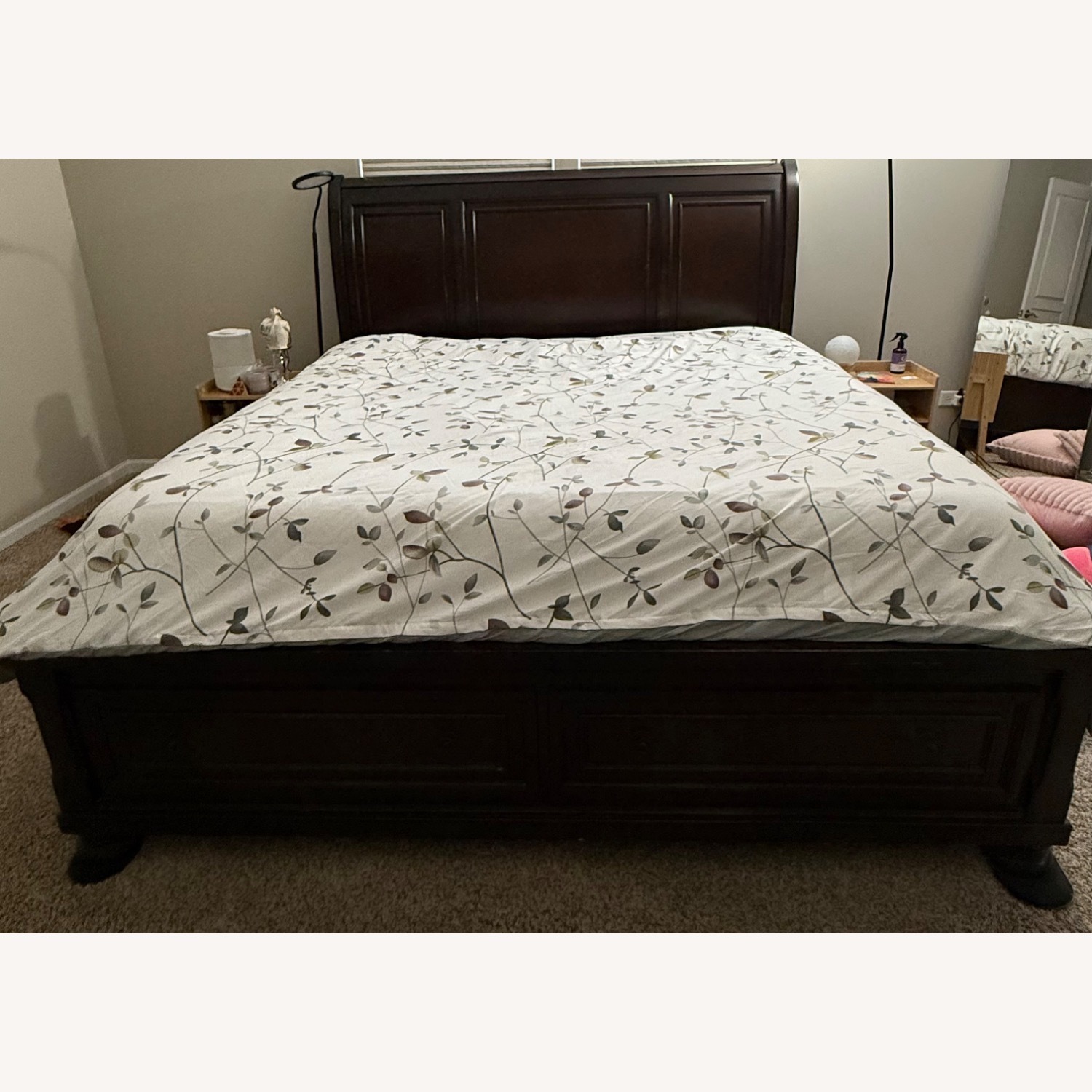 Ashley Dark Brown Wood King Bed Frame - image-1