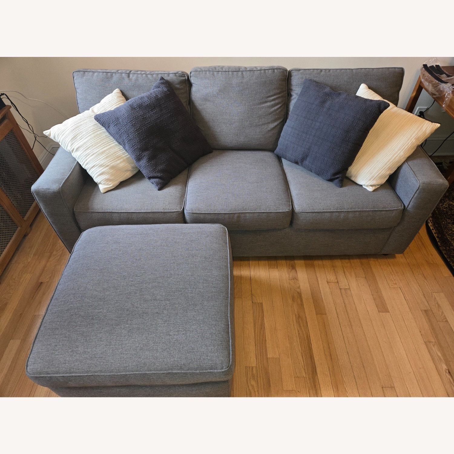 Rowe Ice Blue Sofa Chaise/Ottoman - image-1
