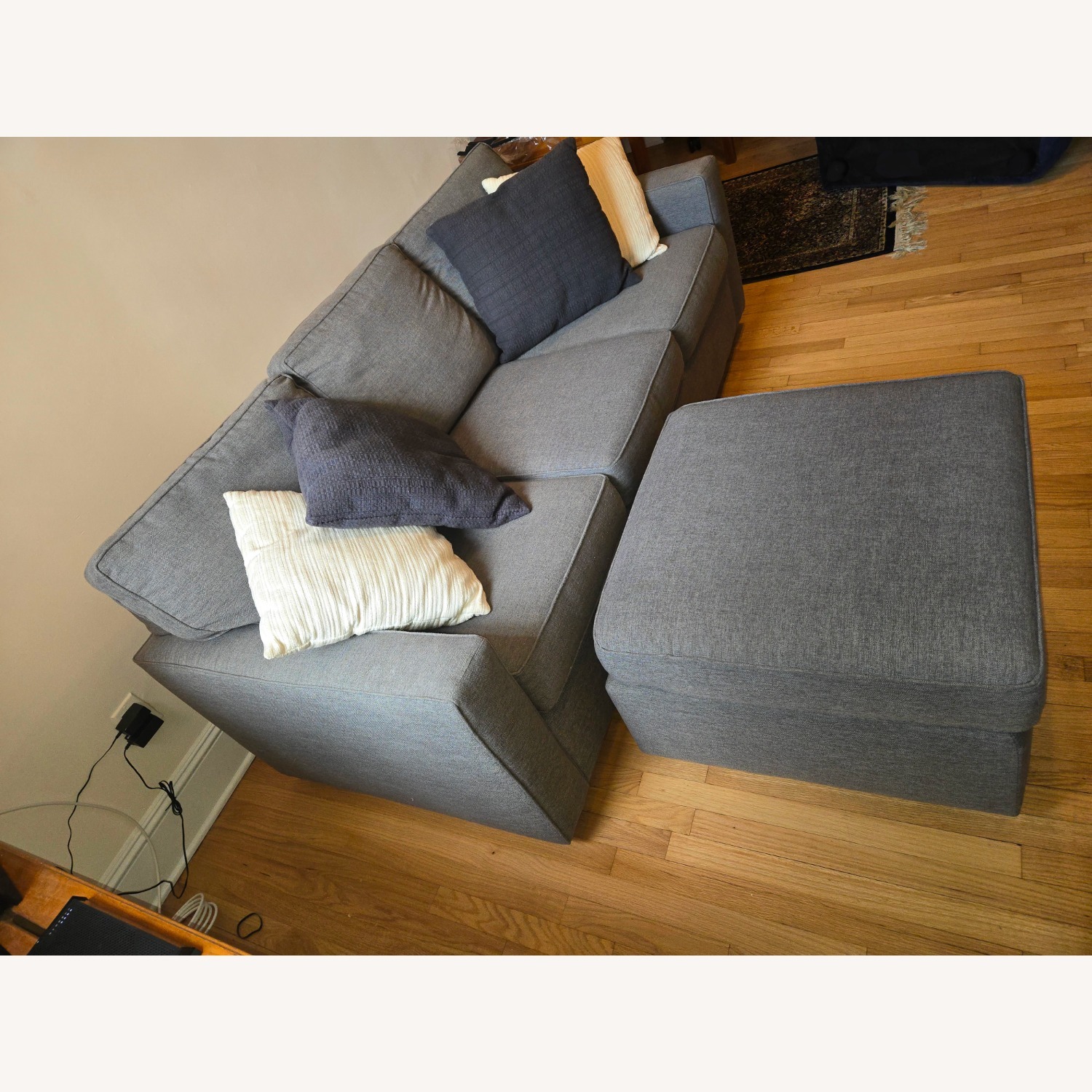 Rowe Ice Blue Sofa Chaise/Ottoman - image-6