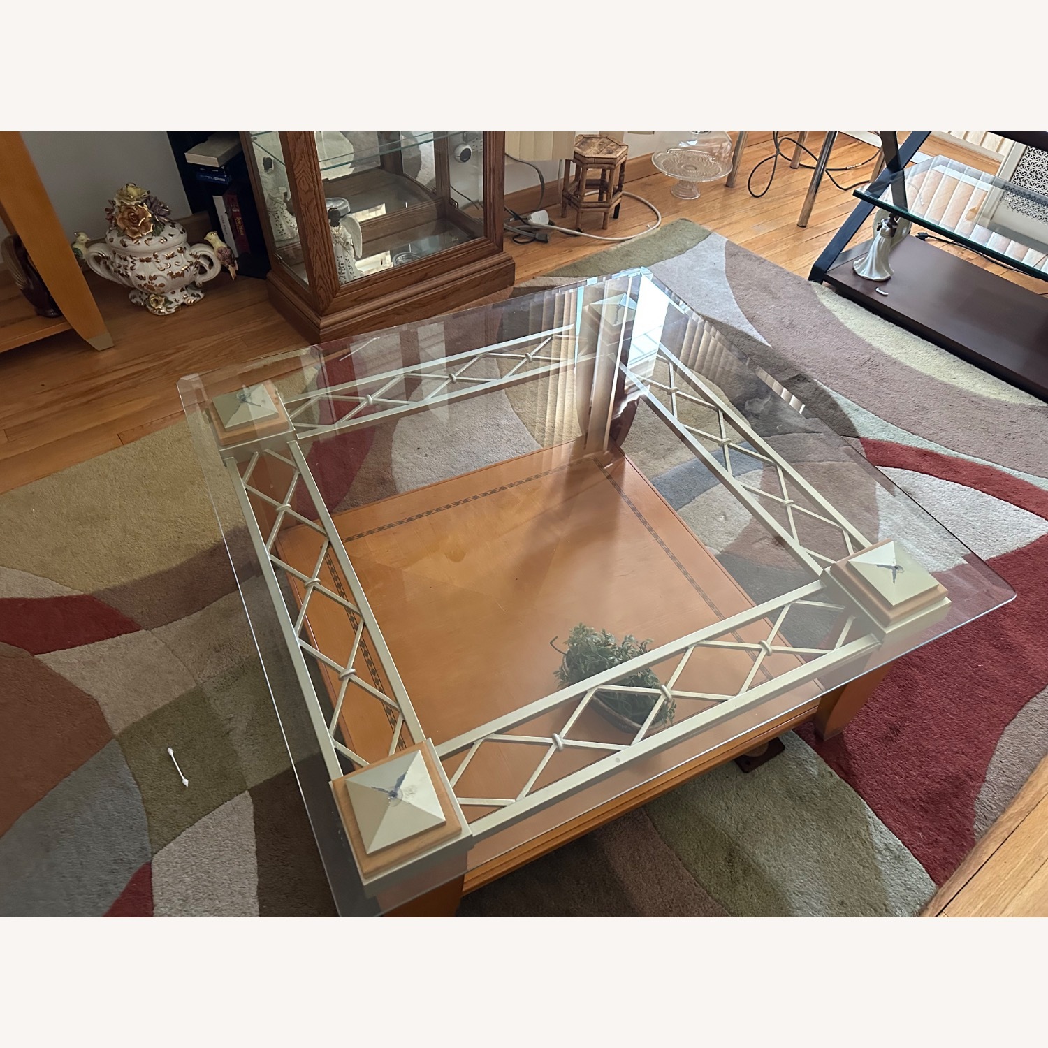Elegant Glass + Wood Coffee Table - image-3