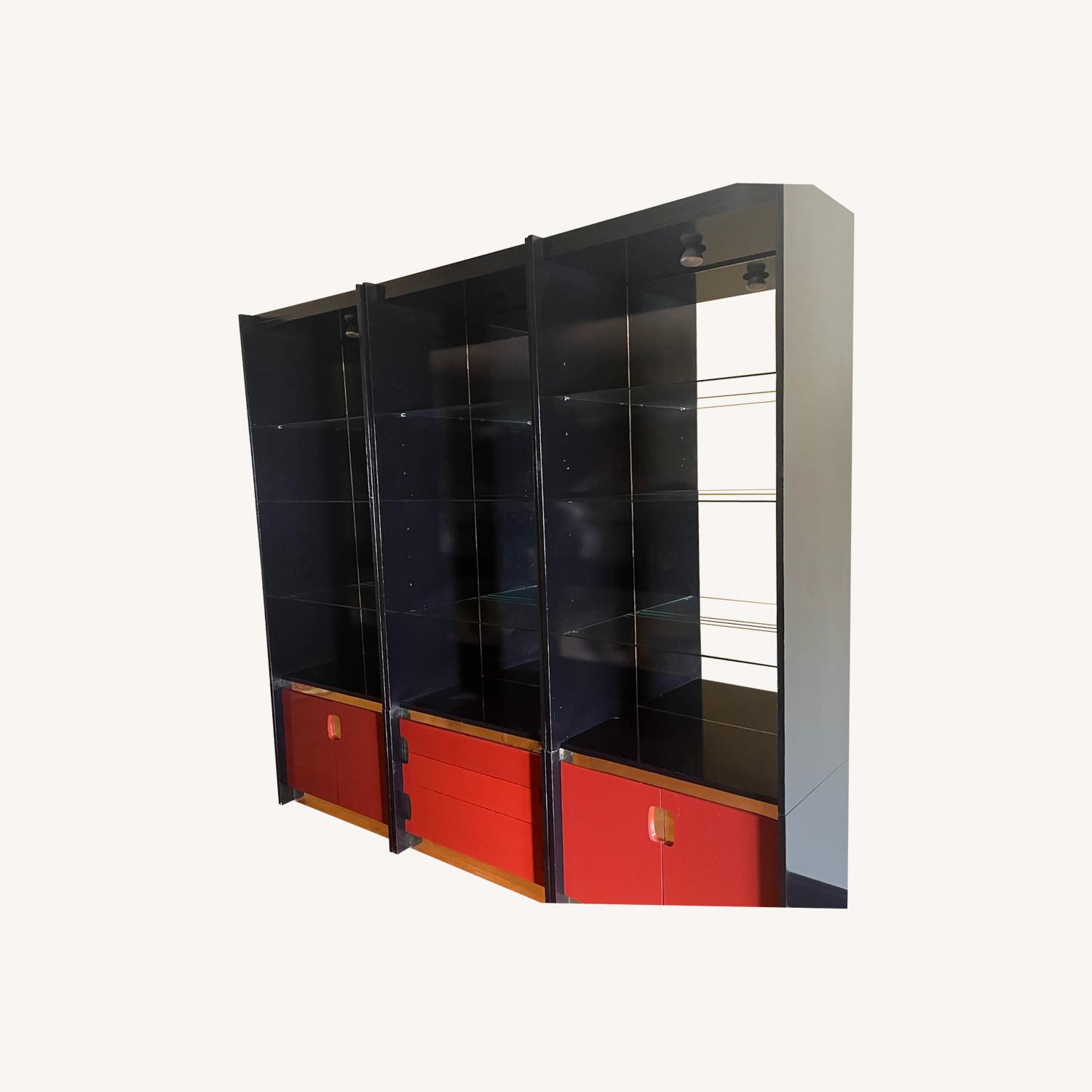 Vintage Mirrored Chinese Wall Unit - image-0