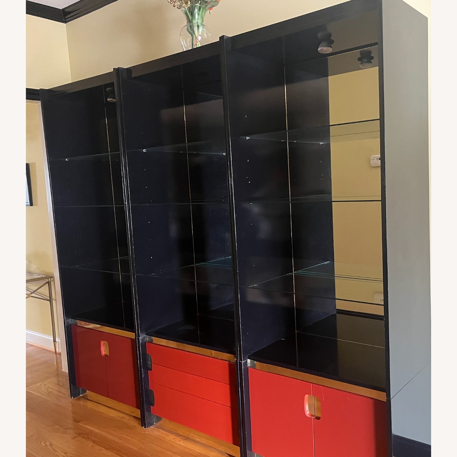Vintage Mirrored Chinese Wall Unit - image-1