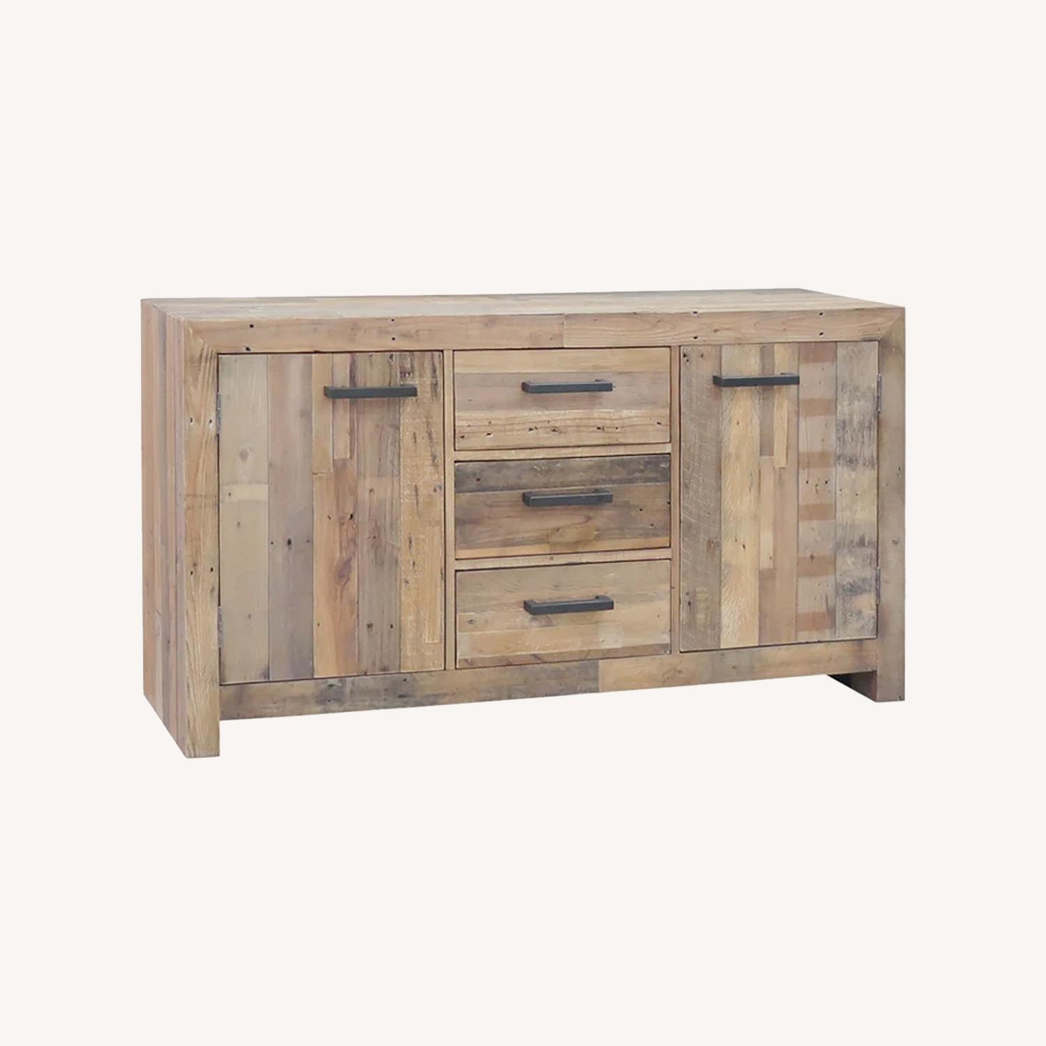 63" Wide 3 Drawer Pine Wood Sideboard - image-0