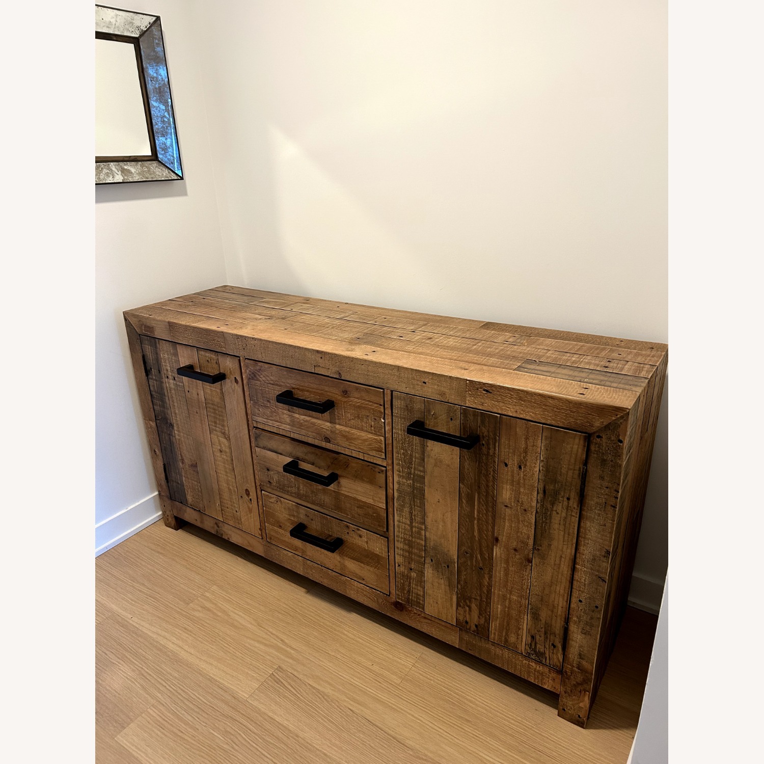 63" Wide 3 Drawer Pine Wood Sideboard - image-1