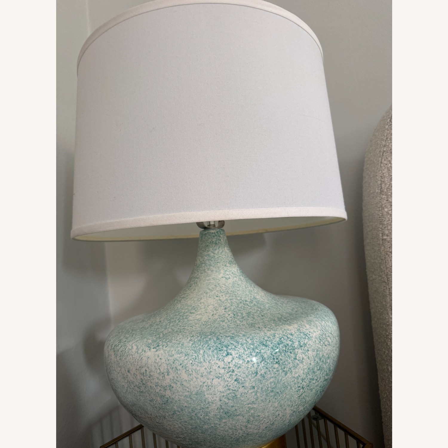 One King's Lane Turquoise White Palmetto Lamp - image-3