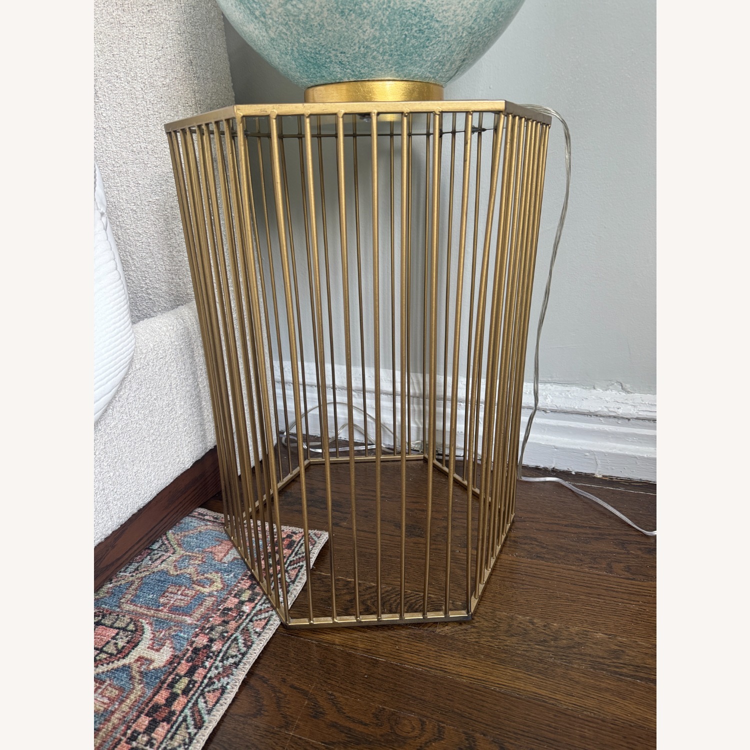 One Kings Lane Turquoise White Palmetto Lamp - image-2