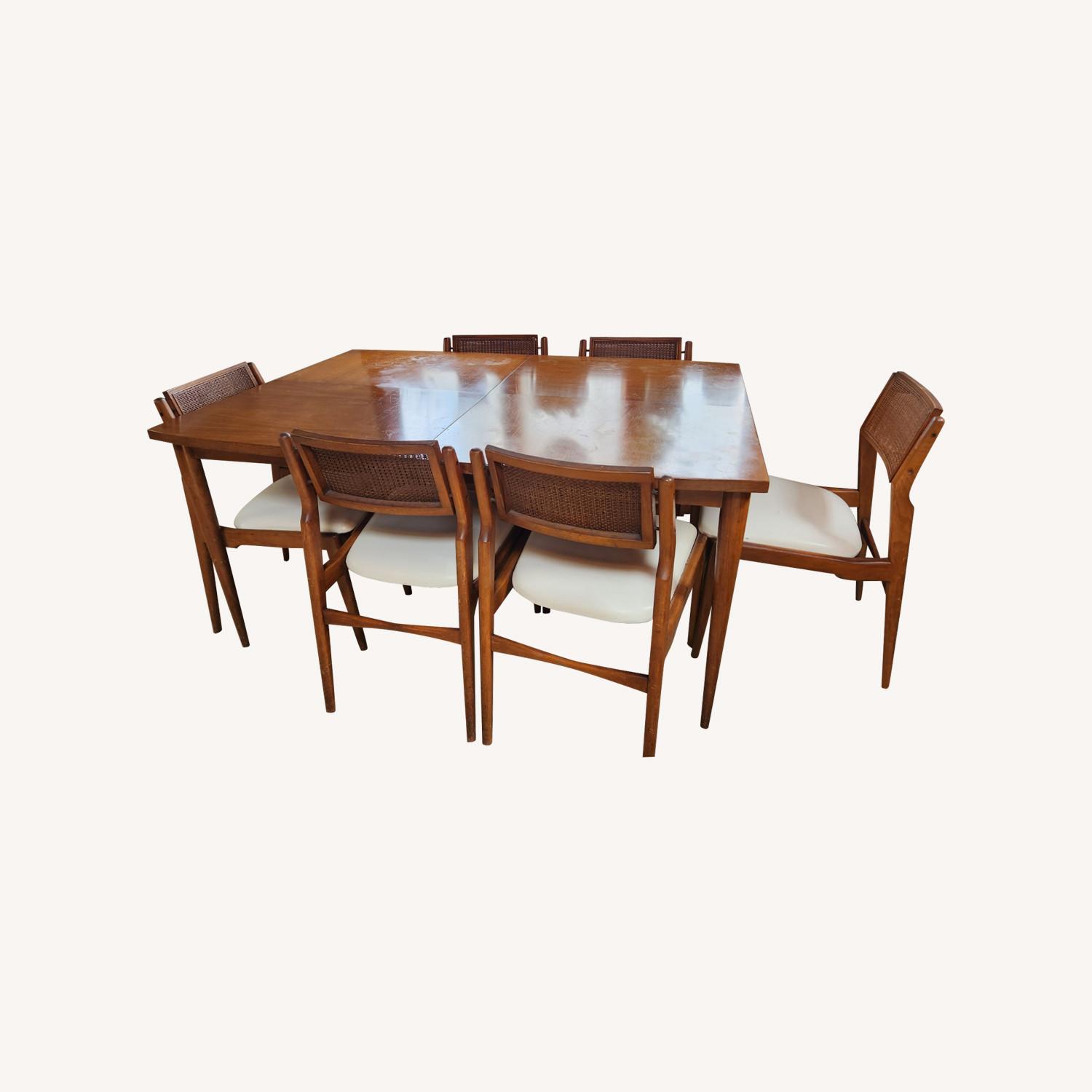 Mid-Century Table & Cane Chair Set - image-0