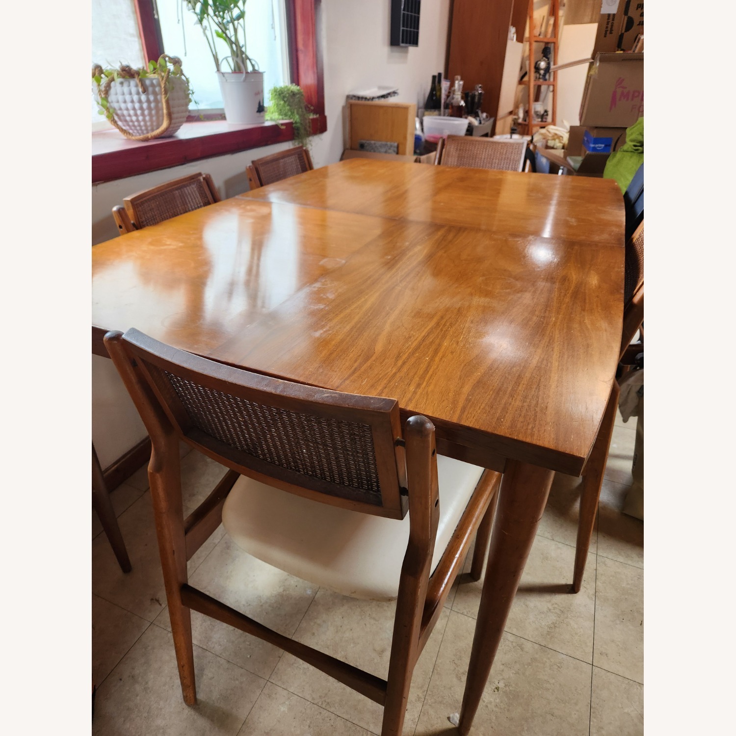 Mid-Century Table & Cane Chair Set - image-3