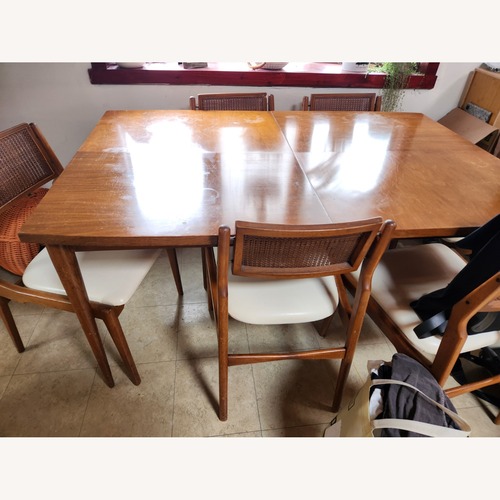 Used Mid-Century Table & Cane Chair Set for sale on AptDeco