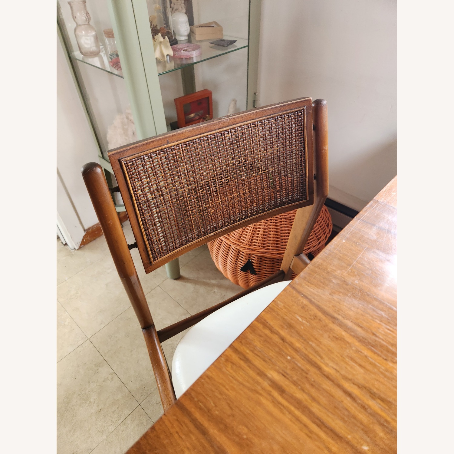 Mid-Century Table & Cane Chair Set - image-2