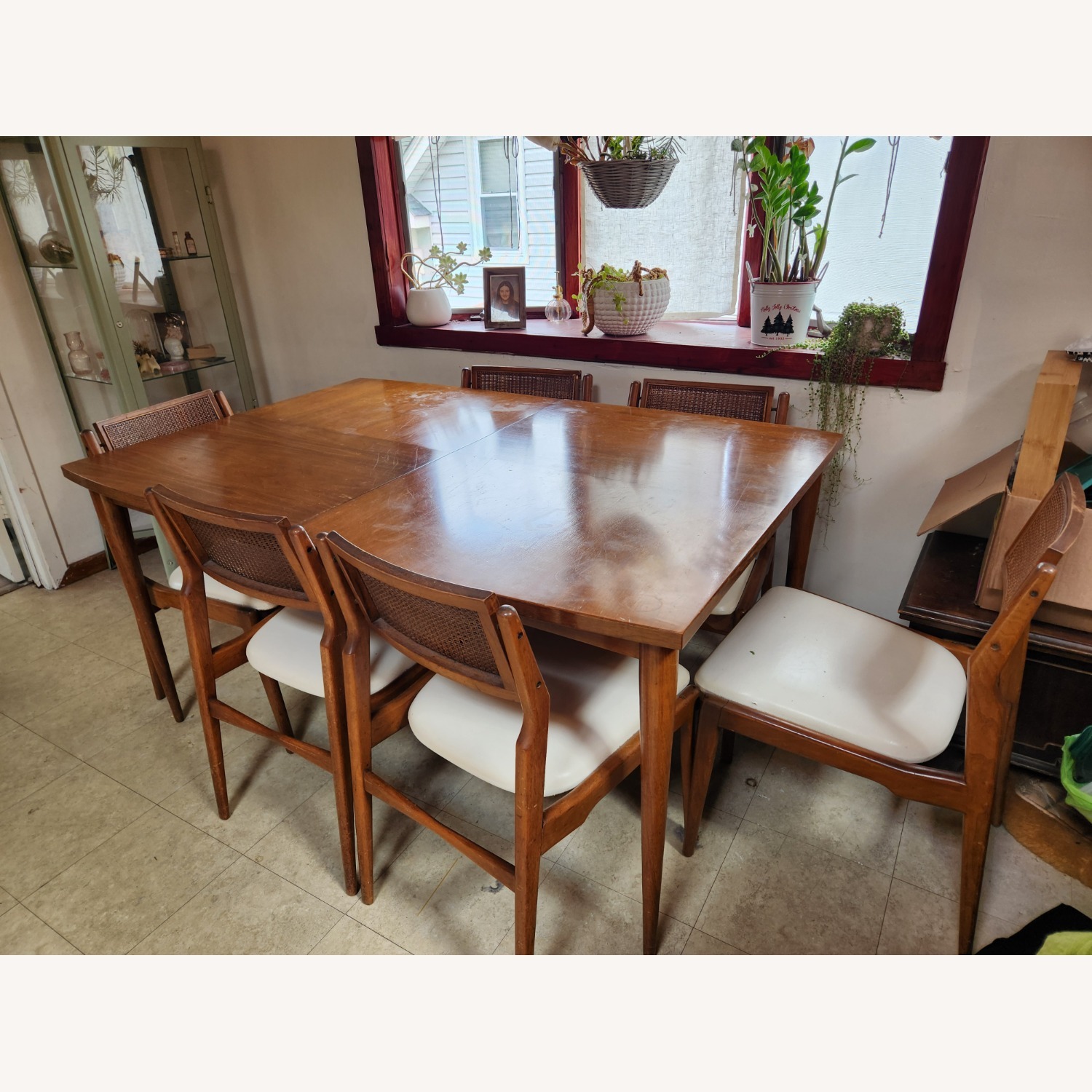 Mid-Century Table & Cane Chair Set - image-9