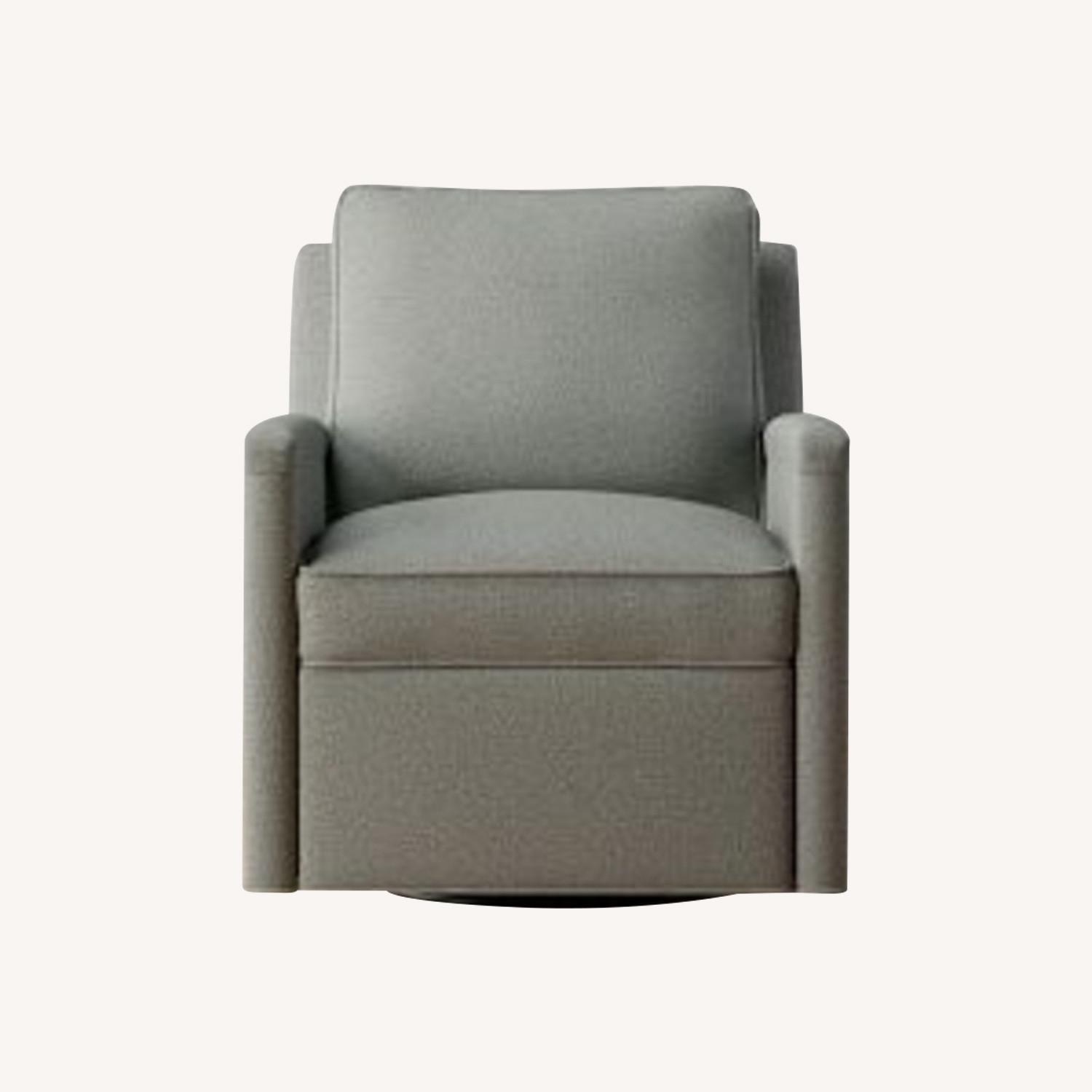 Pottery Barn Tyler Square Arm Chai Slate Velvet - image-0