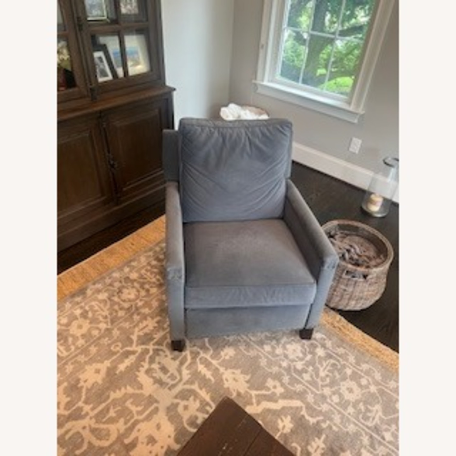 Pottery Barn Tyler Square Arm Chai Slate Velvet - image-1