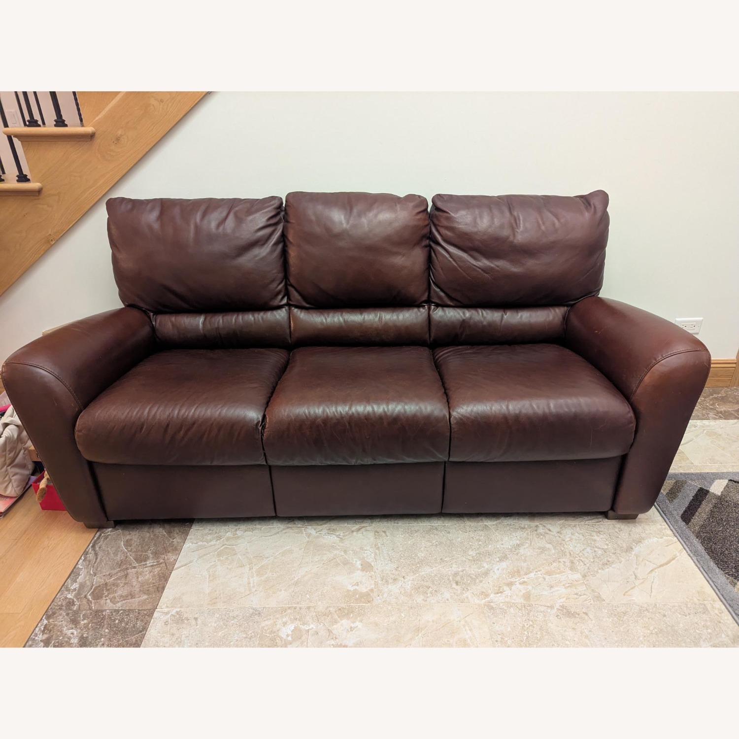 Natuzzi Dark Brown Leather Sofa - image-2
