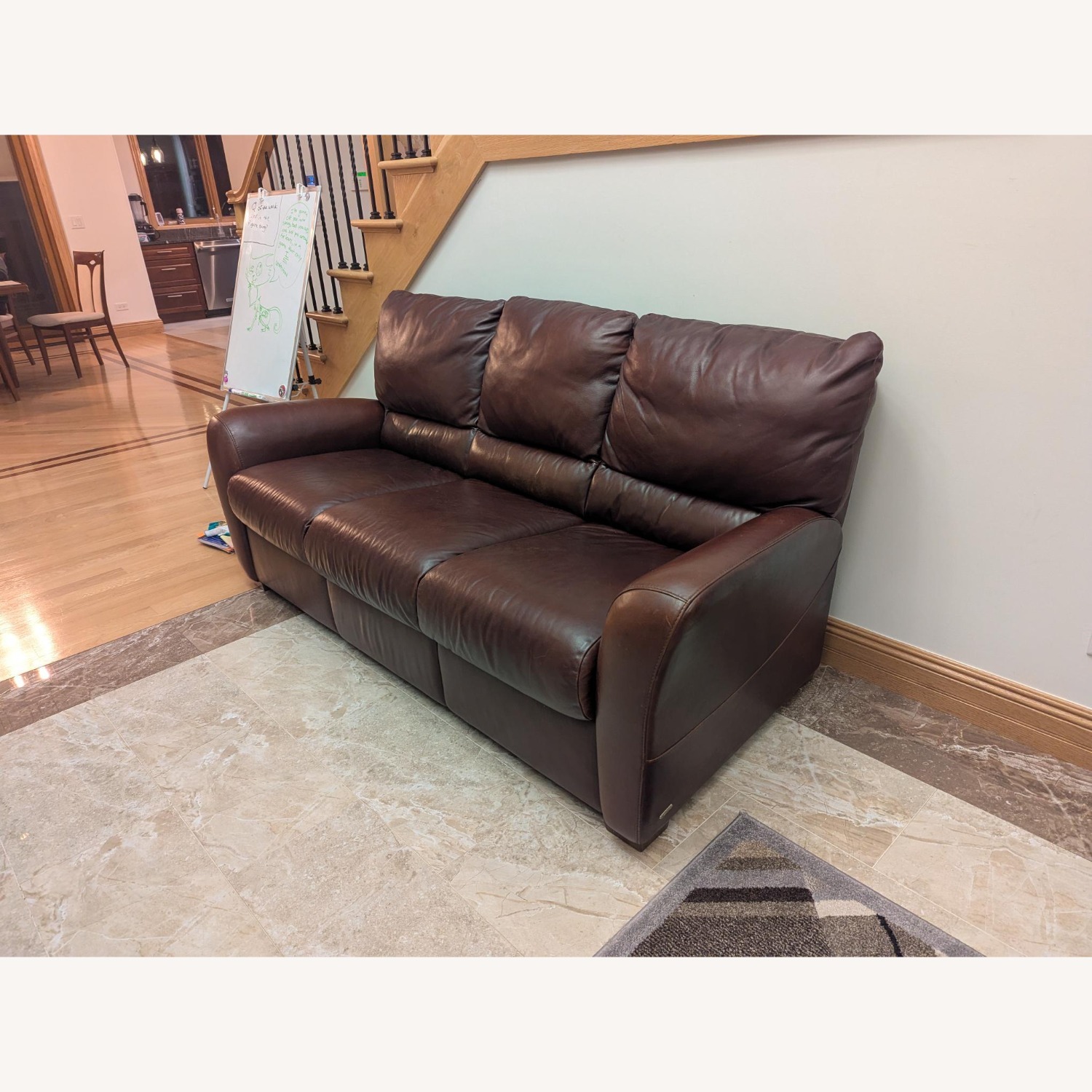 Natuzzi Dark Brown Leather Sofa - image-3