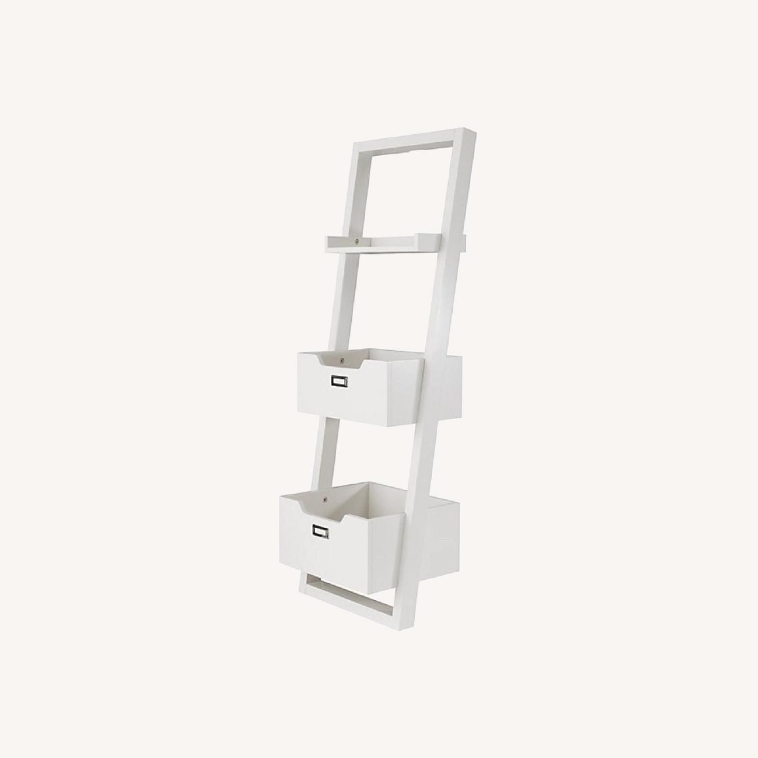 Land of Nod Kids White Sloan Leaning Bookcase - image-0