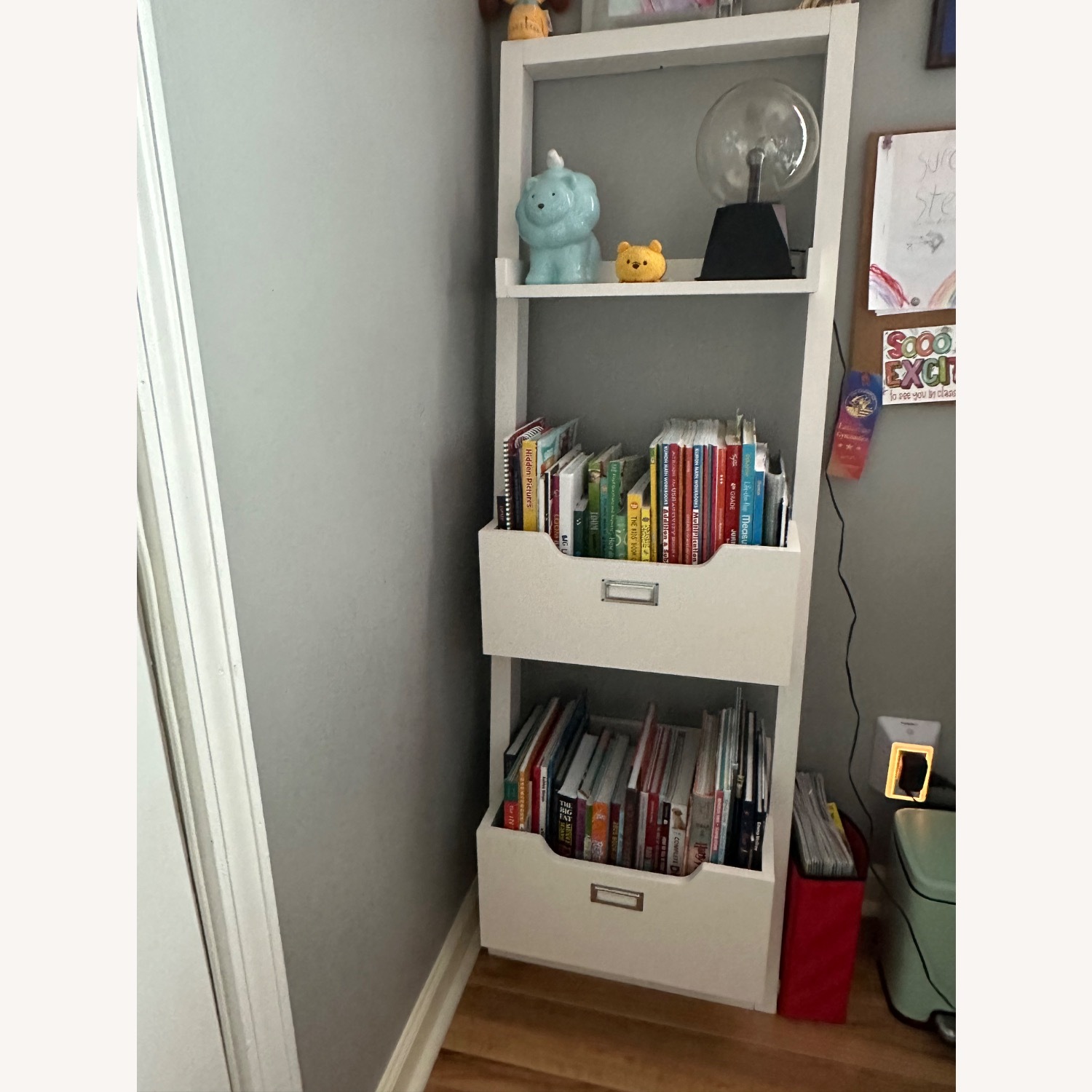 Land of Nod Kids White Sloan Leaning Bookcase - image-3
